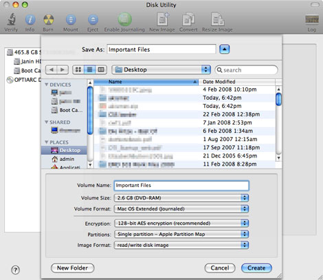 Disk Utility Options