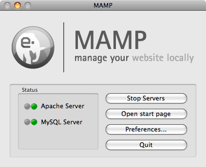 MAMP Status window